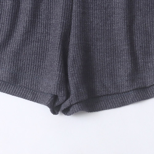 U8956外贸欧美单女士休闲短裤春季新款松紧腰纯色宽松阔腿五分裤 - 图1