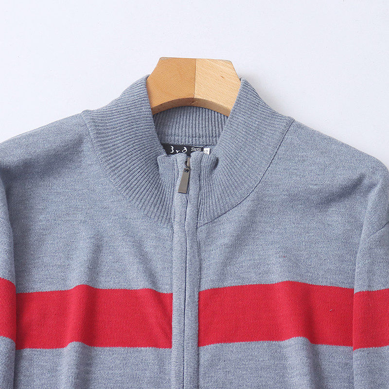 A5063外贸欧美单男生针织开衫新款立领条纹拼色宽松休闲毛衣,淘宝优惠券,粉丝福利购,淘宝优惠卷