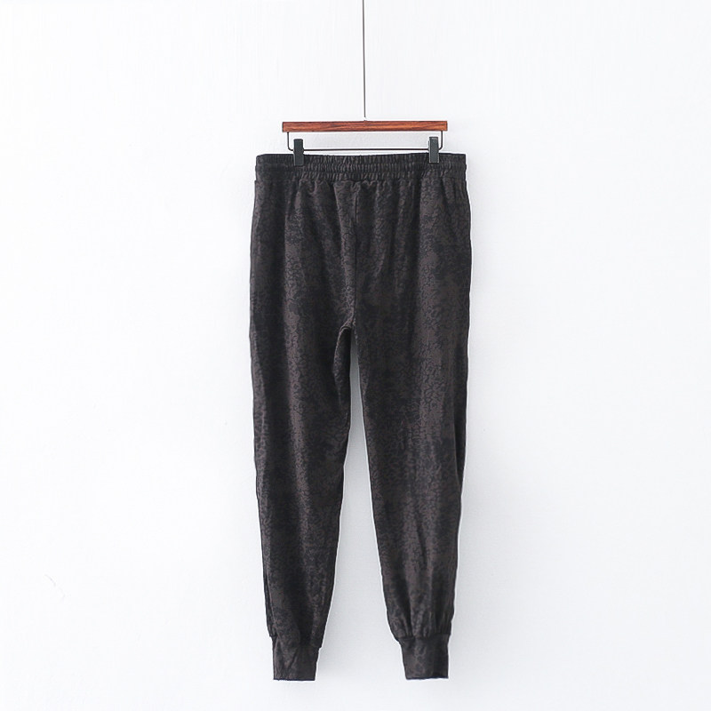 外贸欧美单复古印花休闲运动裤新款松紧腰宽松束脚时尚女士长裤