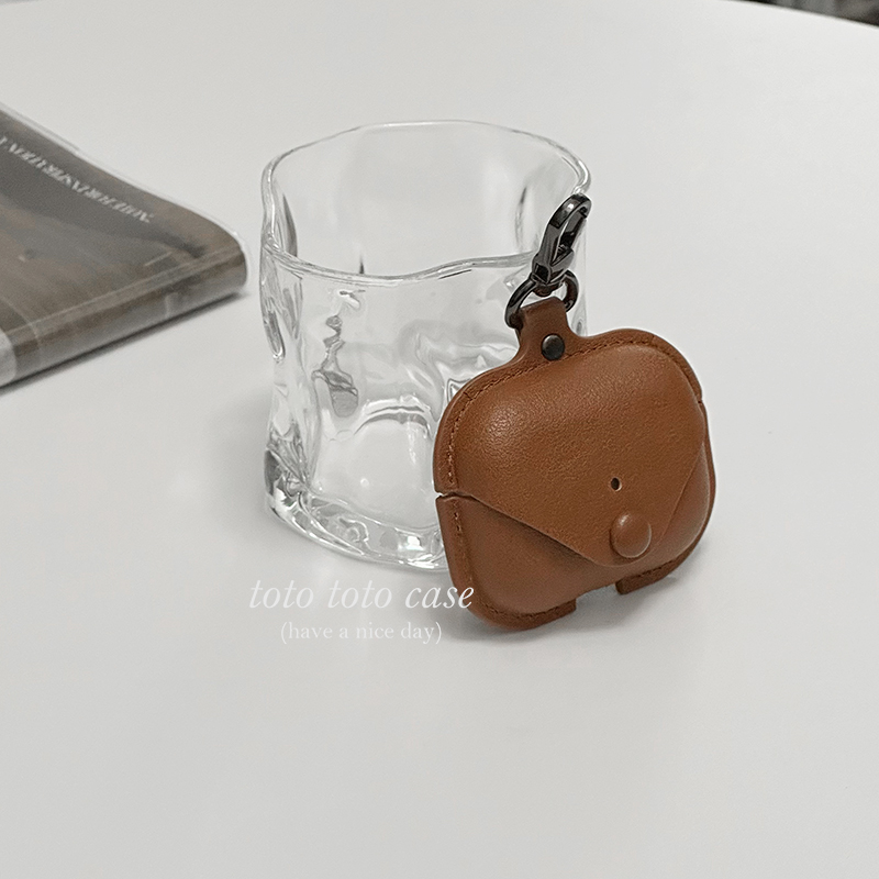 小众棕色复古皮质耳机套挂件适用苹果AirPodsPro2保护套2代/3代/AirPods4耳机套/AirPodsPro3新款耳机套 - 图1