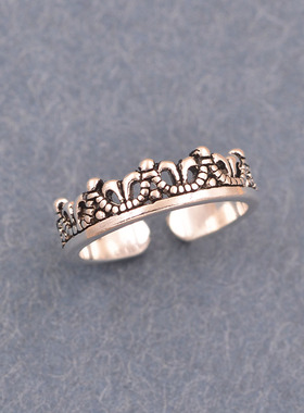 纯银复古泰银皇冠学生S925戒指