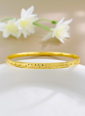 黄金碎碎冰星光手镯足金999纯金5D硬金满天星镯子节日礼物送女友