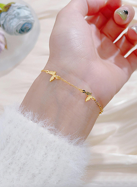 蝴蝶五花黄金手链女2025新款小仙蝶足金手镯生日礼物送女友