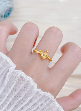 权杖灵蛇黄金戒指999足金生肖蛇实心开口戒本命年礼物送女友