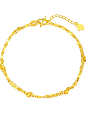 黄金嘴唇手链女款2025年新款足金纯金手饰素链生日礼物送女友