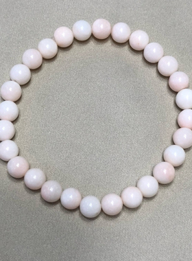 七宝珊瑚：白白圆珠手串手链，品质如图，重8.4克