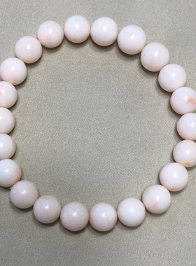 七宝珊瑚：粉白圆珠手串手链，品质如图，重16克