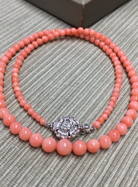 七宝珊瑚：圆珠项链，3一6.3mm，品质品相如图