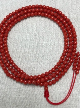 七宝珊瑚：精品圆珠手串三圈可绕手珠子颜色正光泽好 DIY手工串珠