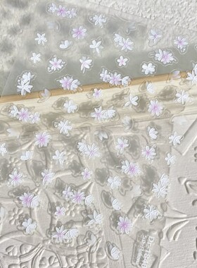 春日浪漫淡粉樱花浮雕美甲贴纸