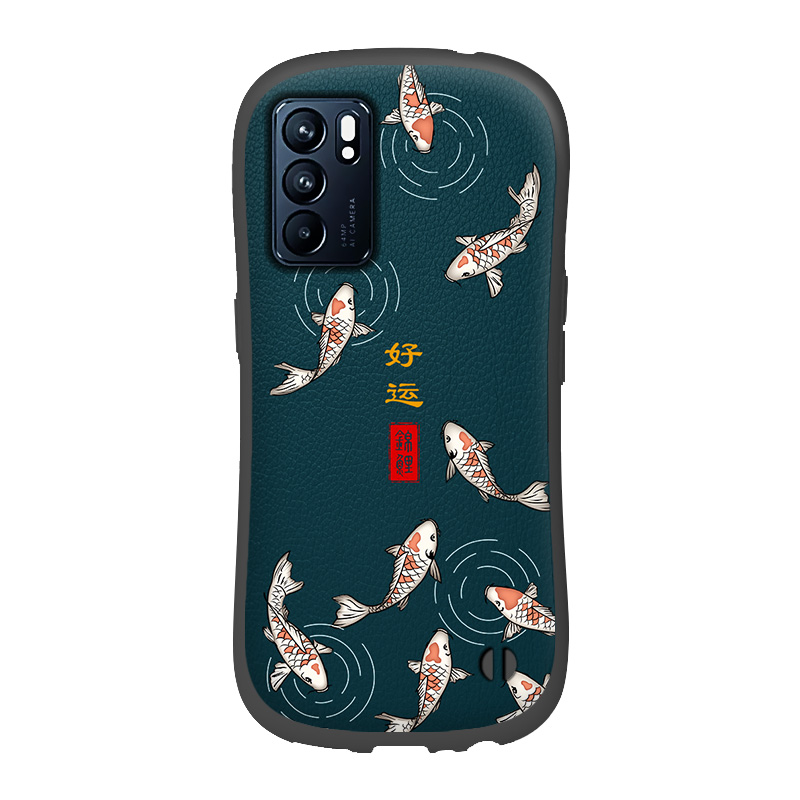 加厚防摔专用OPPO中国风锦鲤Reno7P小蛮腰Reno6手机壳OPPOReno5PRO国潮5K防摔Reno8Pro硅胶全包Pro+男士新款