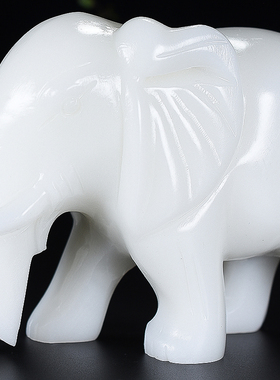 天然阿富汗白玉大象吸水白玉大象吉祥物风水装饰品玉石家居摆件