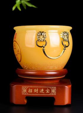 开业客厅聚宝盆摆件琉璃玉招财