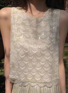 蕾丝披肩洋气重工亮片贝壳上衣女