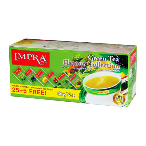 斯里兰卡进口IMPRA精选绿茶柠檬风味盒装60g小包泡茶调味茶 - 图1