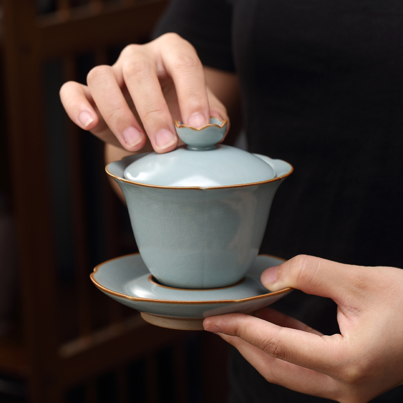 功夫茶具套装家用客厅陶瓷红茶普洱盖碗茶壶茶杯整套高档汝窑礼品 - 图1