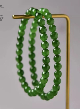 天然女款手串老坑苹果绿碧玉手链