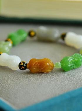 和田玉百财白菜多宝手串男女款