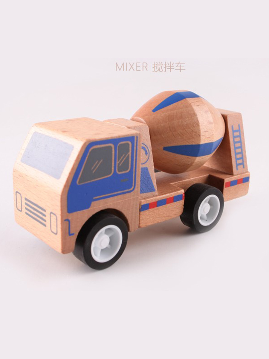 DEAS有点拼装木制模型玩具益智车模搅拌车铲车直升机实木可拆玩具-图1