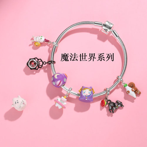 德仁工厂店现货彩色滴胶纯银S925毛衣项链吊坠 女生diy手链beads - 图3