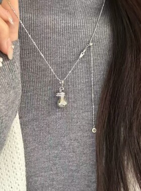 S925纯银意大利星光钻石链珠光链女高级感抽拉式简约百搭车花颈链