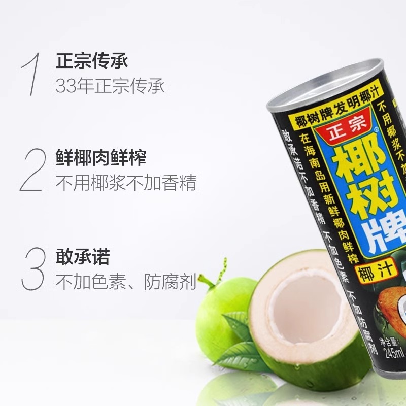 椰树椰汁245ml*3罐海南特产鲜榨椰子汁植物蛋白饮料 - 图1