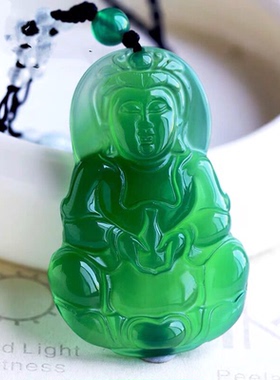 纯天然玉坠玉佛好看挂件坠玉石弥勒佛佛吊玉髓天然绿色玉观音