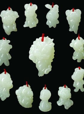 鸡属相本命年项链鼠吊坠牛卡通男女卡通挂件猪虎龙男十二生肖和田