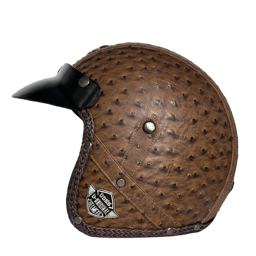 VOSS皮面3/4复古头盔男女四季踏板摩托电动车骑行安全大码头盔 - 图3