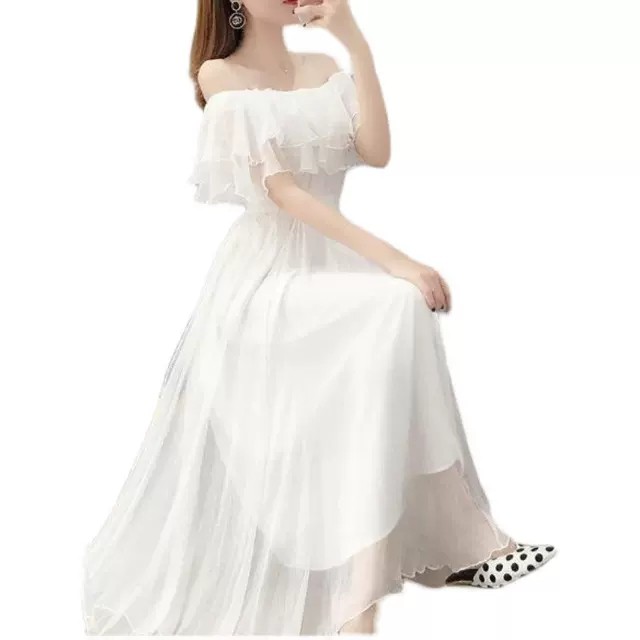 4种穿2层法夏季度假拍照雪纺连衣裙女一字肩收腰显瘦长款多穿裙子,淘宝优惠券,粉丝福利购,淘宝优惠卷