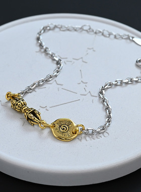 藏传民族风金刚杵藏式太阳圆盘手链复古国潮转运招财手串时尚手饰