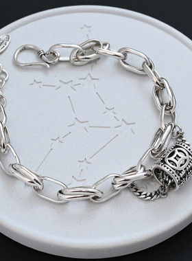 朋克嘻哈路路通手链女小众设计潮流时尚气质感镂空复古手饰