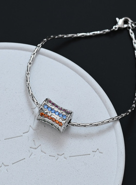 珐琅彩色锆石小蛮腰手链女轻奢小众精致感彩钻路路通跨境手饰