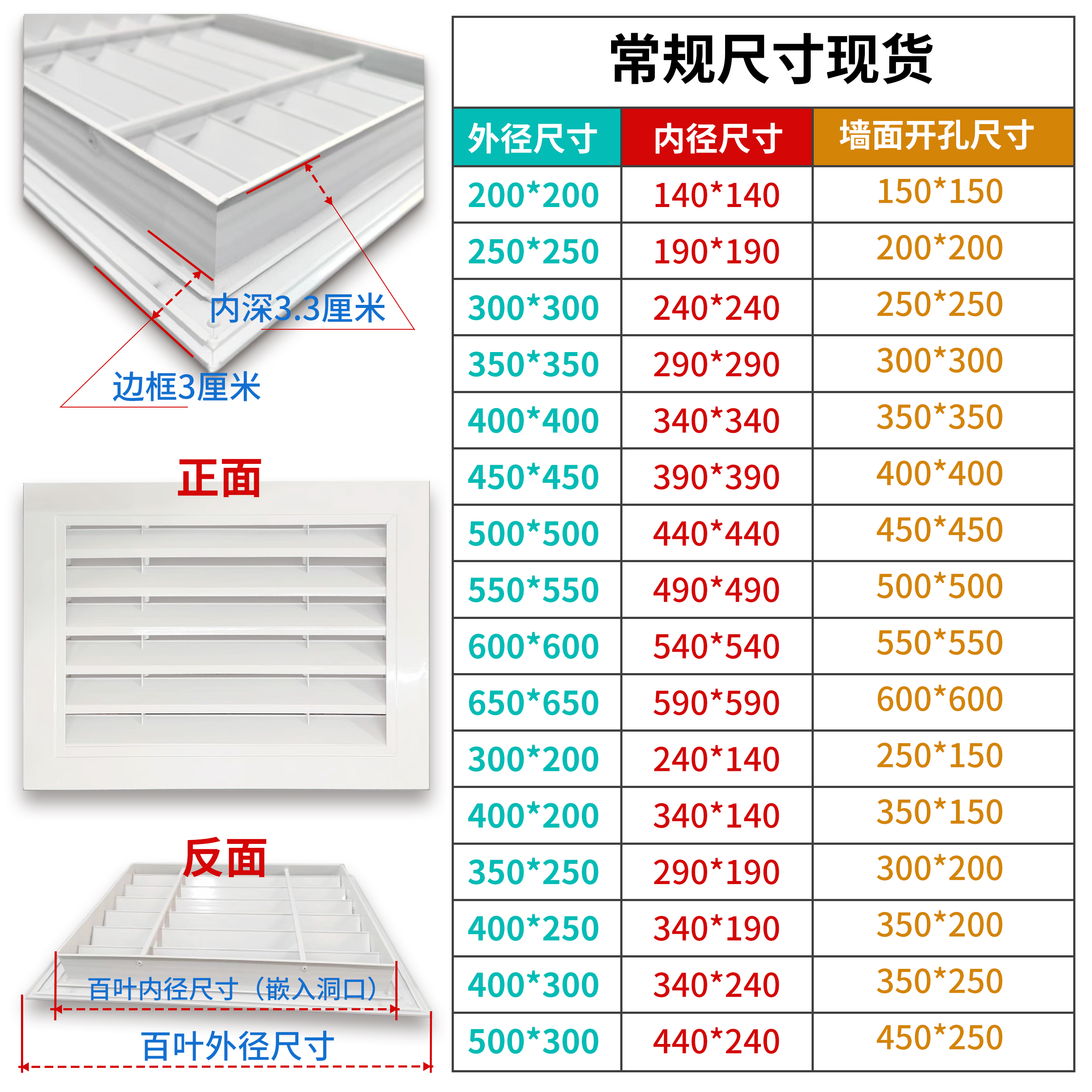 铝合金防雨百叶窗出风口百叶窗定制外墙透气口透气排风口通风口孔 - 图0