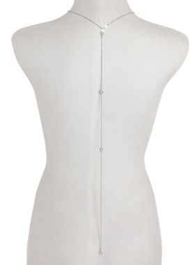 简约镶钻露背后背链项链时尚身体链性感女士后背链back necklace
