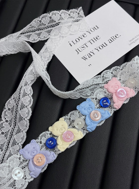 原创可爱小熊钻石绑带项链女Y2K性感颈链个性锁骨链choker项圈潮