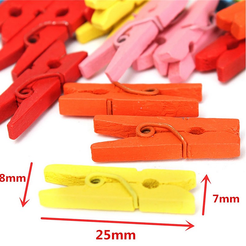 New 100PCS/1Set 25mm Mini Color Wooden Craft Pegs Clothes Pa - 图2