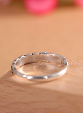 足银990招财钱币纯银女戒指开口可调节个性简约小众转运生日礼物