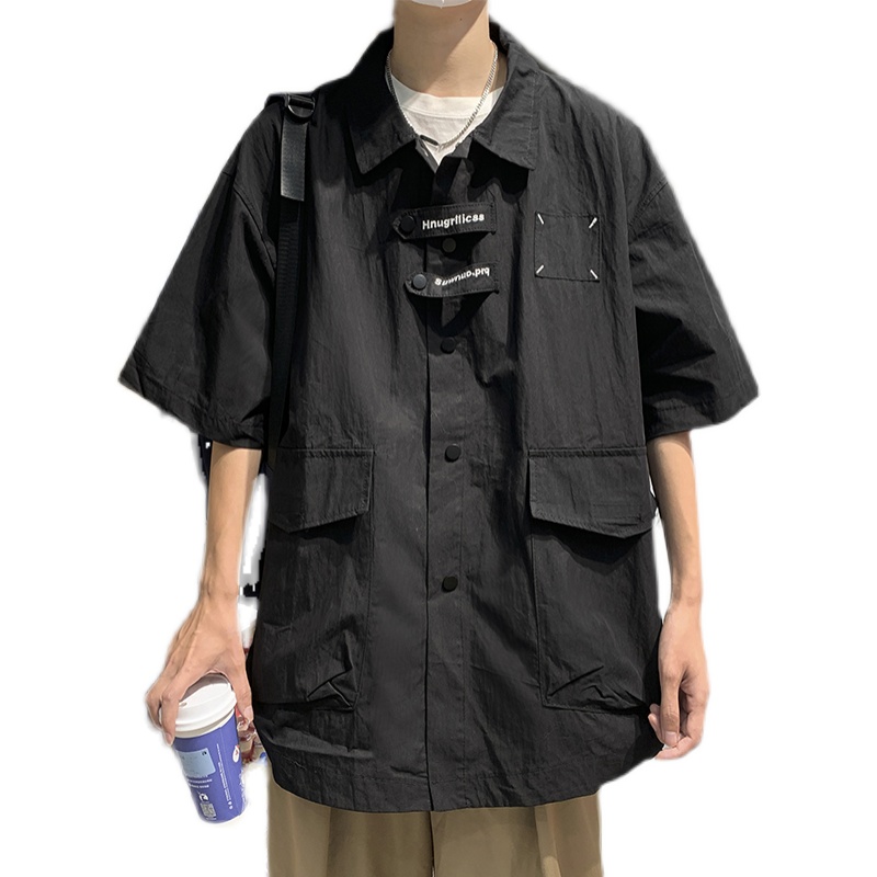 大口袋工装衬衫男夏季日系cityboy休闲短袖衬衣潮牌宽松薄款外套 - 图3