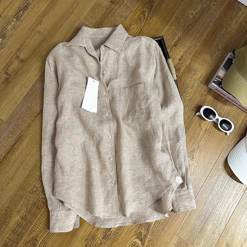 夏装搭配一整套今年流行时尚polo领长袖亚麻棉麻衬衫阔腿裤套装女,淘宝优惠券,粉丝福利购,淘宝优惠卷