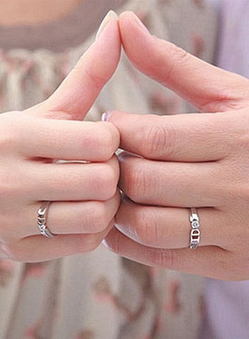 大码情侣戒指特大号纯银钻戒男女