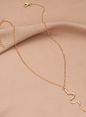 Women Necklace Girl Jewelry Gifts欧美时尚玫瑰金蛇形吊坠项链