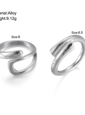 Women Ring Sets复古夸张交错几何关节戒指个性嘻哈朋克开口指环