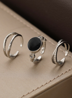 3pcs Rings Sets Jewelry Gifts嘻哈冷淡风戒指食指戒复古关节戒