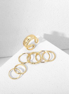 7pcs Ring Jewelry金属关节戒指创意简约ins风戒指组合套装7件套