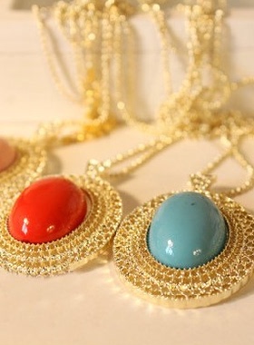 滢朵朵新款多色 椭圆镂空项链 情侣毛衣链a034