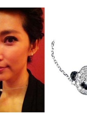 滢朵朵日韩新款 可爱秀气满钻小熊猫锁骨链 项链 a02436