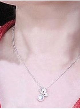 韩版珍珠镶钻蝴蝶项链