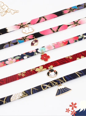 朵朵多彩布艺古风少女心锁骨链