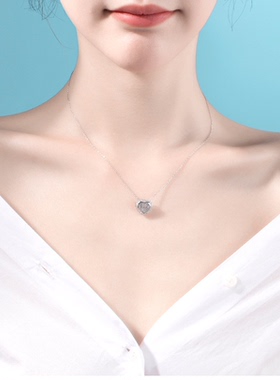 纯银爱情锁骨链抖音同款